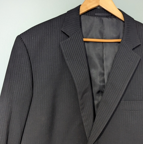 Lanfranco Classic Black Men's Pinstripe Suit Jacket Formal Refined Sleek - Picture 4 of 15